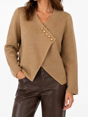 Camel Cross Button Knit Sweater MEDIUM